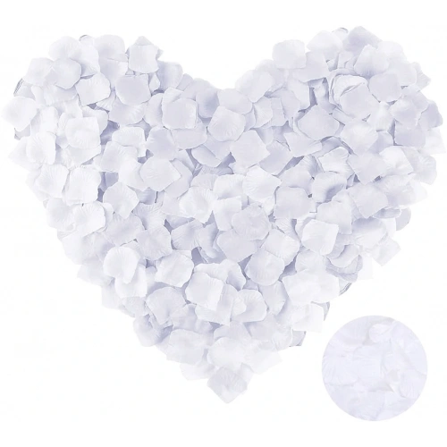 Beyaz Renk Gül Yaprağı Şekilli Konfeti 5 Paket 500 Adet (5365)