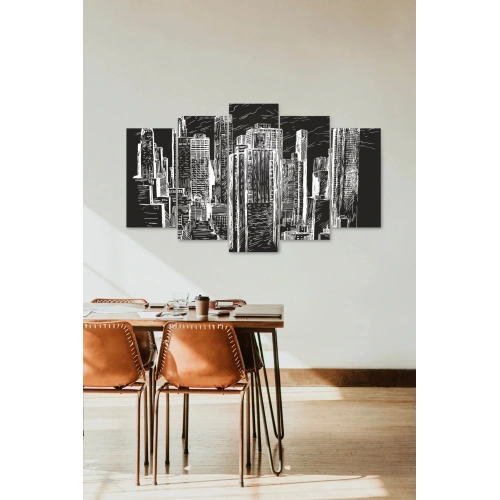 Binalar Manzara 5 Parçalı Mdf Tablo 60 x 100