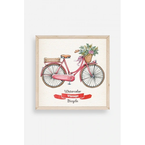 Bisiklet Ahşap Çerçeveli Tablo 23 x 23