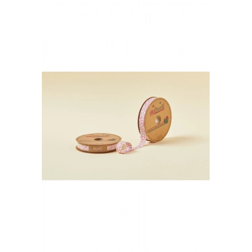 Biye Çiçekli Katlı A02 Pembe 2 Cm 25 Metre %65 Koton %35 Polyester