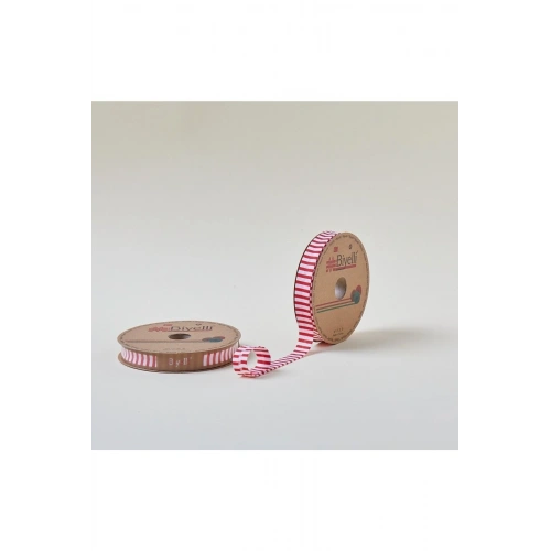 Biye Kalın Çizgili Katlı F03 Kırmızı 2 cm 25 Metre %65 Koton %35 Polyester