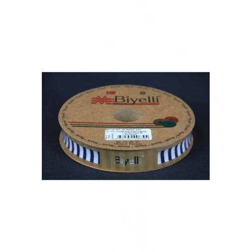 Biye Kalın Çizgili Katlı F04 Lacivert 2 cm 25 Metre %65 Koton %35 Polyester