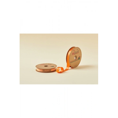 Biye Saten Katlı 014 Turuncu 2 cm 25 Metre %100 Polyester