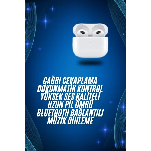 Bluetooth 5.0 Beyaz Kulaklık 3. Nesil İos Android Uyumlu