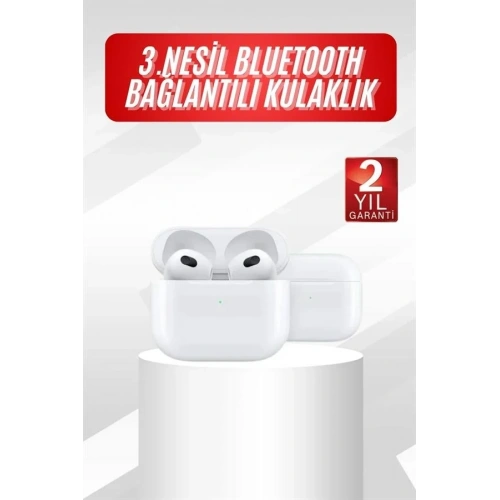 Bluetooth 5.0 Kulaklık Beyaz 3. Nesil İos Android Uyumlu