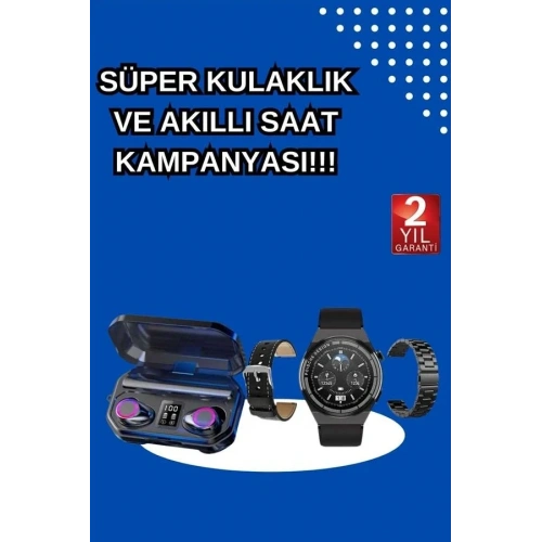 Bluetooth Bağlantılı Akıllı Saat Ve Kulaklık Seti