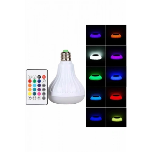 Bluetooth Hoparlörlü Renkli Led Ampul E27 Duy Tipi 12w