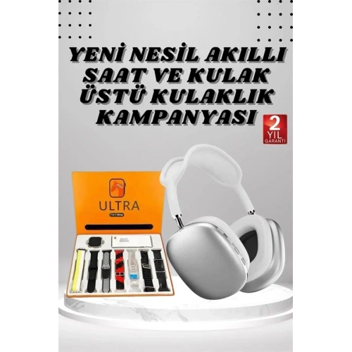 Bluetooth Kulaklık Ve 7 Kordonlu Akıllı Saat Seti