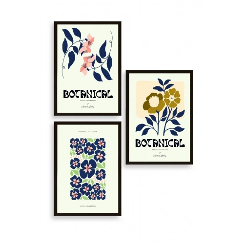Botanik Üçlü Ahşap Çerçeveli Tablo 30 x 40