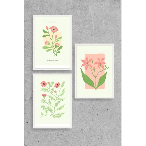 Botanik Üçlü Ahşap Çerçeveli Tablo 30 x 40