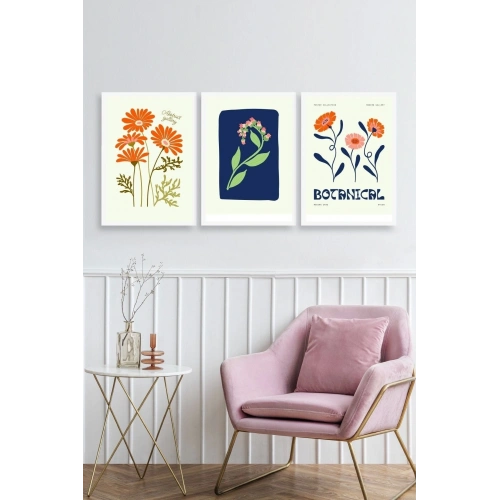Botanik Üçlü Ahşap Çerçeveli Tablo 40 x 60