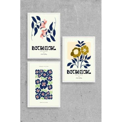 Botanik Üçlü Ahşap Çerçeveli Tablo 50 x 70