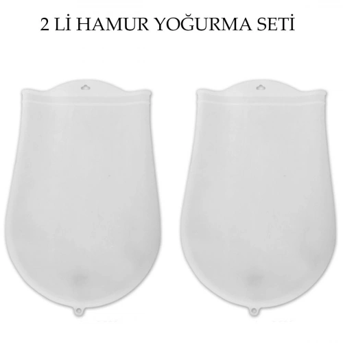 BUFFER® Hamur Torbası 2 li Set Orta ve Büyük Hamur Silikon Şeffaf Yoğurma Torbası Ekmek Makarna Mant