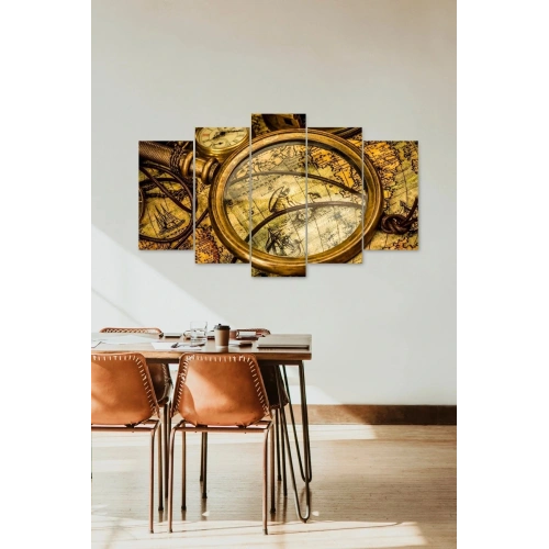 Büyüteç ve Harita 5 Parçalı Mdf Tablo 60 x 100