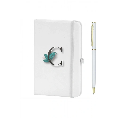 C Harfi Çiçek Baskılı Defter