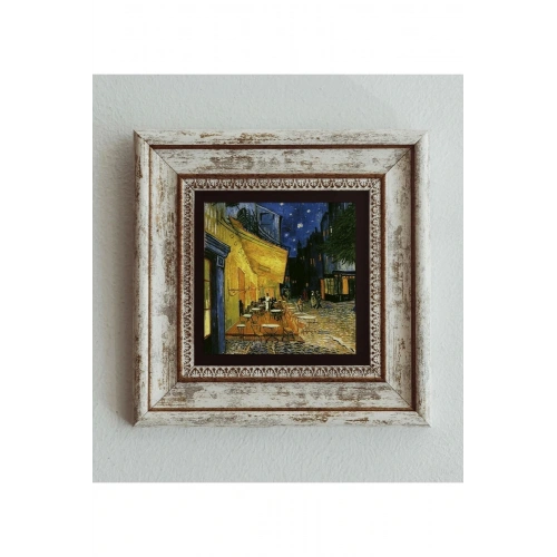 Cafe Terace Çerçeveli Taş Tablo , Çerçeveli Taş Duvar Dekoru 20 cm