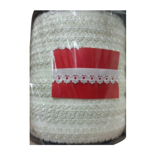 Çamaşır Lastiği Dantelli 1 Cm 75 Metre 1 Top Kırık Beyaz