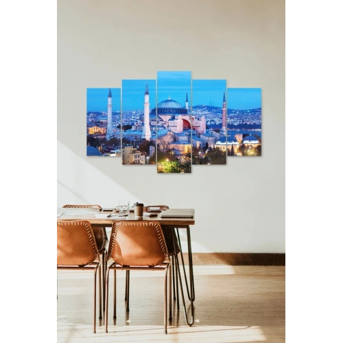 Camii Manzara 5 Parçalı Mdf Tablo 60 x 100