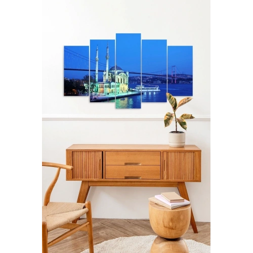 Camii Manzara 5 Parçalı Mdf Tablo 60 x 100
