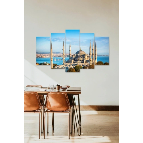 Camii Manzara 5 Parçalı Mdf Tablo 60 x 100