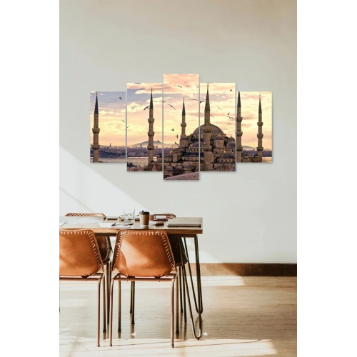 Camii Manzara 5 Parçalı Mdf Tablo 60 x 100