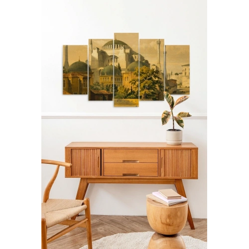 Camii Manzarası 5 Parçalı Mdf Tablo 60 x 100