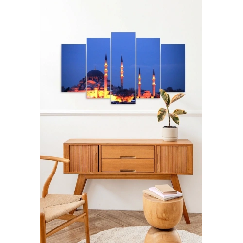 Camii Manzarası 5 Parçalı Mdf Tablo 60 x 100