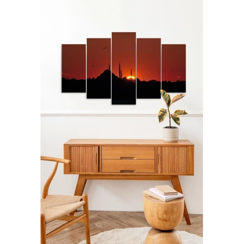 Camii Manzarası 5 Parçalı Mdf Tablo 60 x 100