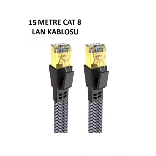 Cat 8 LAN Kablosu –Ethernet Kablosu Örgü Kaplama, Yüksek Hızlı  (15 METRE)