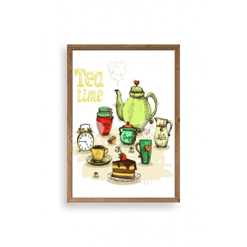Çay Vakti Ahşap Çerçeveli Tablo 23 x 30