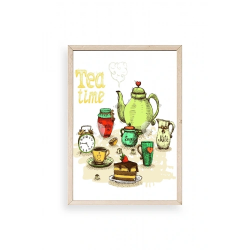 Çay Vakti Ahşap Çerçeveli Tablo 30 x 42