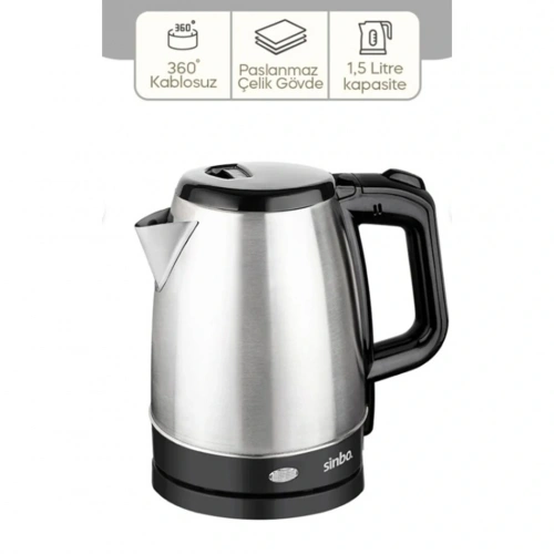 ÇELİK KETTLE 1.7LT GİZLİ REZİSTANS - KABLOSUZ SK-8015 (5365)