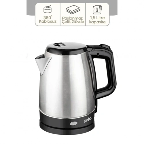 ÇELİK KETTLE 1.7LT GİZLİ REZİSTANS - KABLOSUZ SK-8015 (5365)