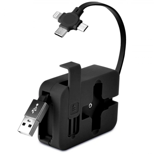 Cep Tipi Telefon Tutuculu Makaralı Uzayıp Kısalabilen 3&apos;ü 1 Arada USB Şarj Kablosu (5365)