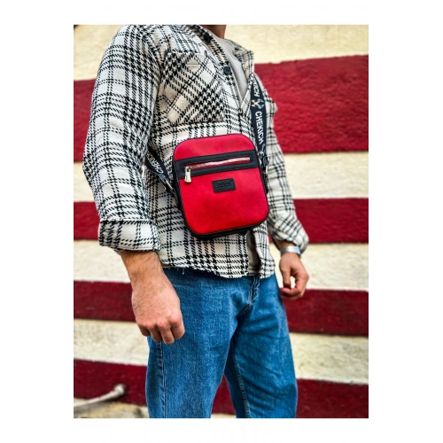 CH102 - Stealht Kare Erkek Çanta SIYAH - KIRMIZI