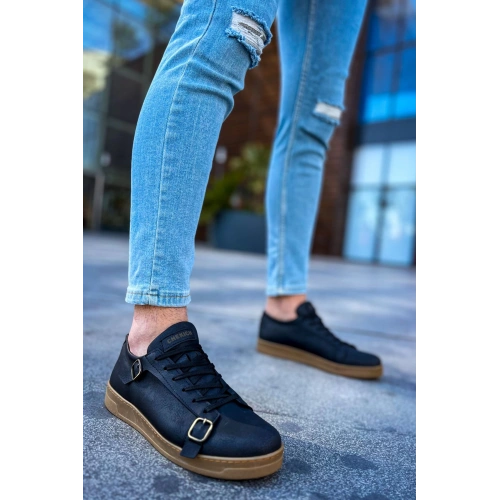 CH191 - CKT Side Buckle Erkek Ayakkabı SIYAH