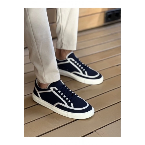 CH2505 - Keten Erkek Ayakkabı Lacivert Beyaz