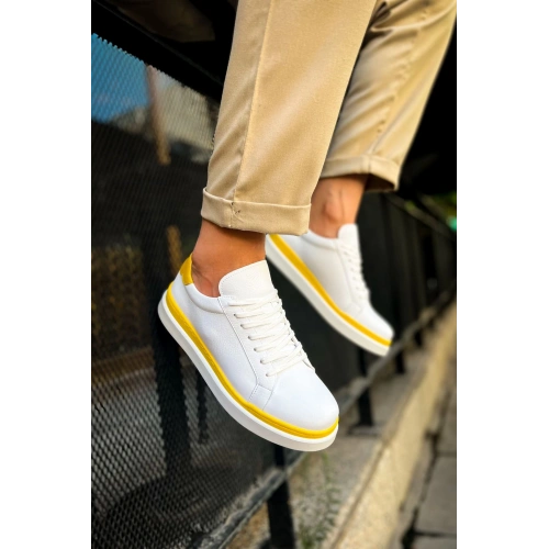 CH979 Santoni GBT Mens Sports Shoes WHITE/YELLOW