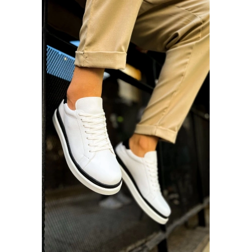 CH979 Santoni GBT Mens Sport Shoes WHITE/BLACK