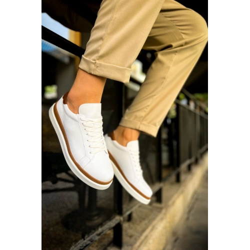 CH979 Santoni GBT Sports Mens Shoes WHITE/TAN