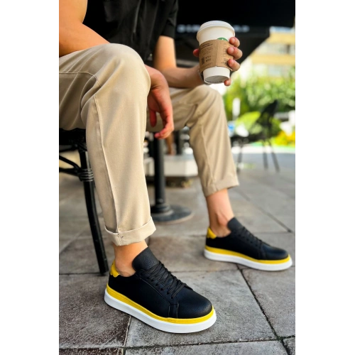 CH979 Santoni GBT Mens Sports Shoes BLACK/YELLOW