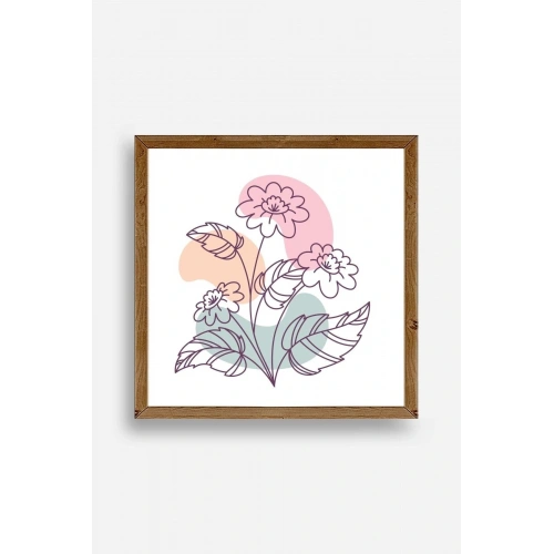 Çiçek Ahşap Çerçeveli Tablo 23 x 23