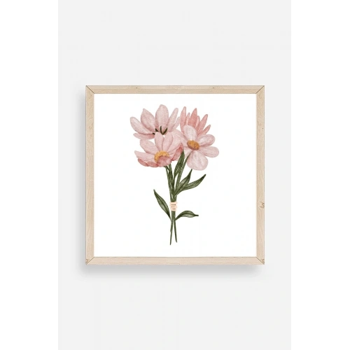 Çiçek Ahşap Çerçeveli Tablo 23 x 23