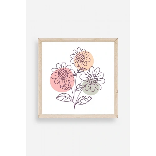 Çiçek Ahşap Çerçeveli Tablo 23 x 23