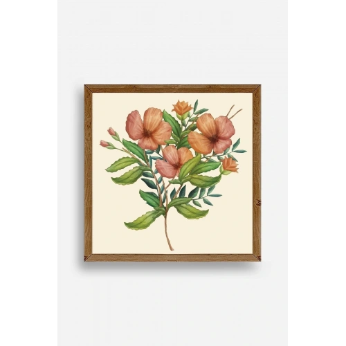 Çiçek Ahşap Çerçeveli Tablo 50 x 50