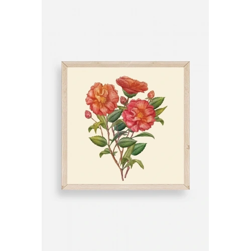 Çiçek Ahşap Çerçeveli Tablo 50 x 50