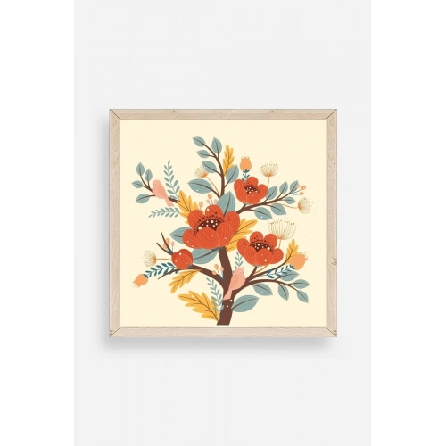 Çiçek Ahşap Çerçeveli Tablo 50 x 50