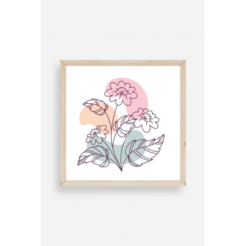 Çiçek Ahşap Çerçeveli Tablo 50 x 50