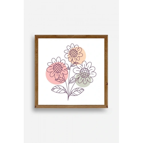 Çiçek Ahşap Çerçeveli Tablo 50 x 50