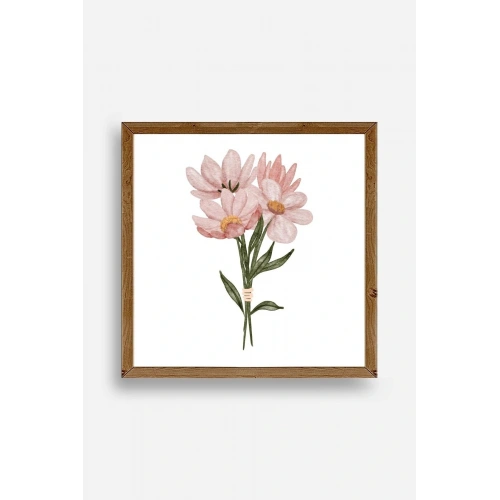 Çiçek Ahşap Çerçeveli Tablo 50 x 50